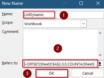 Apply a Dynamic Named Range with OFFSET Function