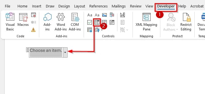 Importing an Excel List into a Word Drop-Down Using VBA