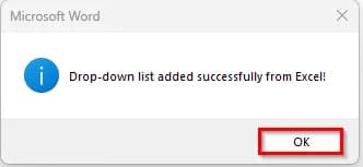 Importing an Excel List into a Word Drop-Down Using VBA