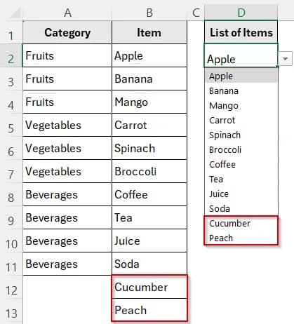 Create an Expandable Drop-Down List That Updates Automatically