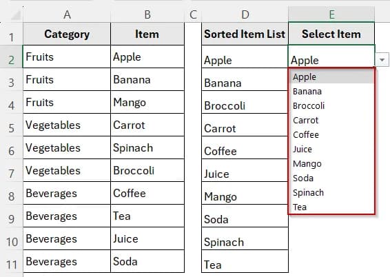 Sort a Drop-Down List Alphabetically Without Rearranging Your Data