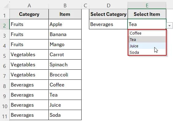 Use Named Ranges with INDIRECT for Classic Dependent Drop-Downs