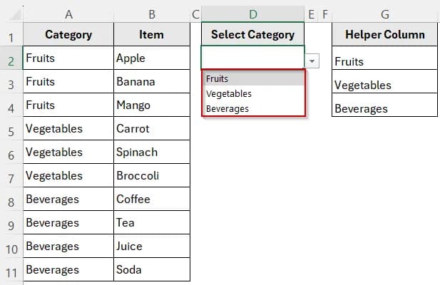 Create Dependent Drop-downs with XLOOKUP