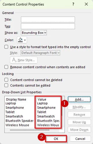Using the Developer Tab to Create a Manual Drop-Down List in Word