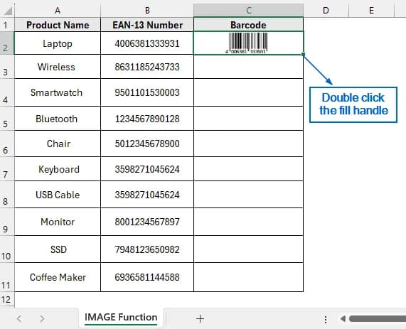 Generate EAN-13 Barcode with IMAGE Function and External Link