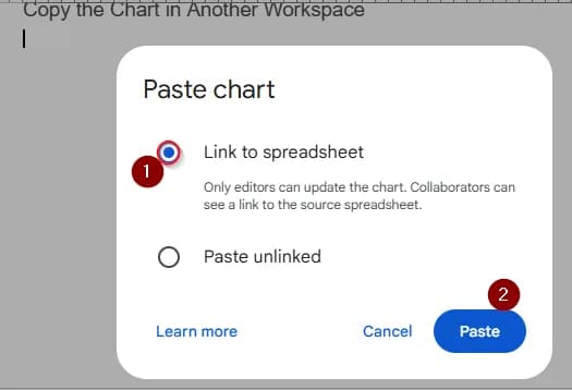 Copy a Chart from Google Sheet to Another Workspace