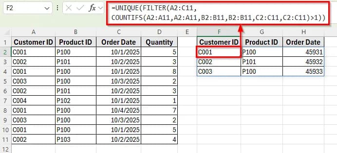 Using Advanced Formulas to Identify Complex Duplicate Rows