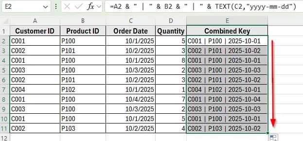 Using Helper Column and COUNTIFS to Find Duplicate Rows