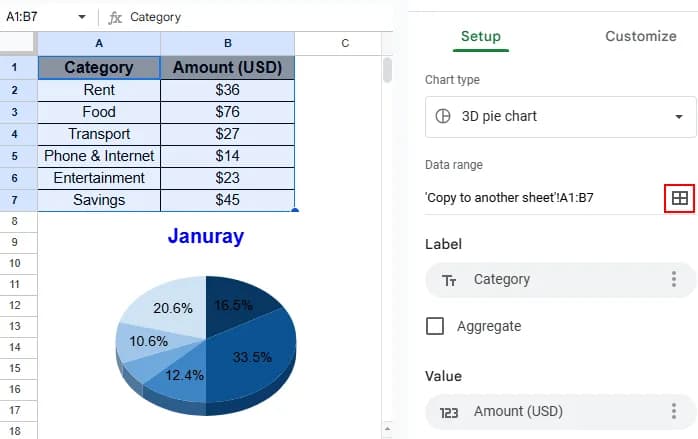 Copy a Chart from One Sheet to Another Sheet