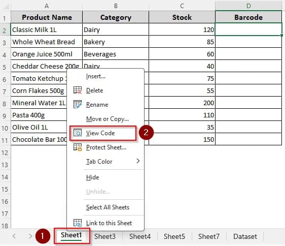 Customized VBA Macro to Make Excel Auto-Enter Barcodes