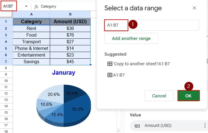 Copy a Chart from One Sheet to Another Sheet