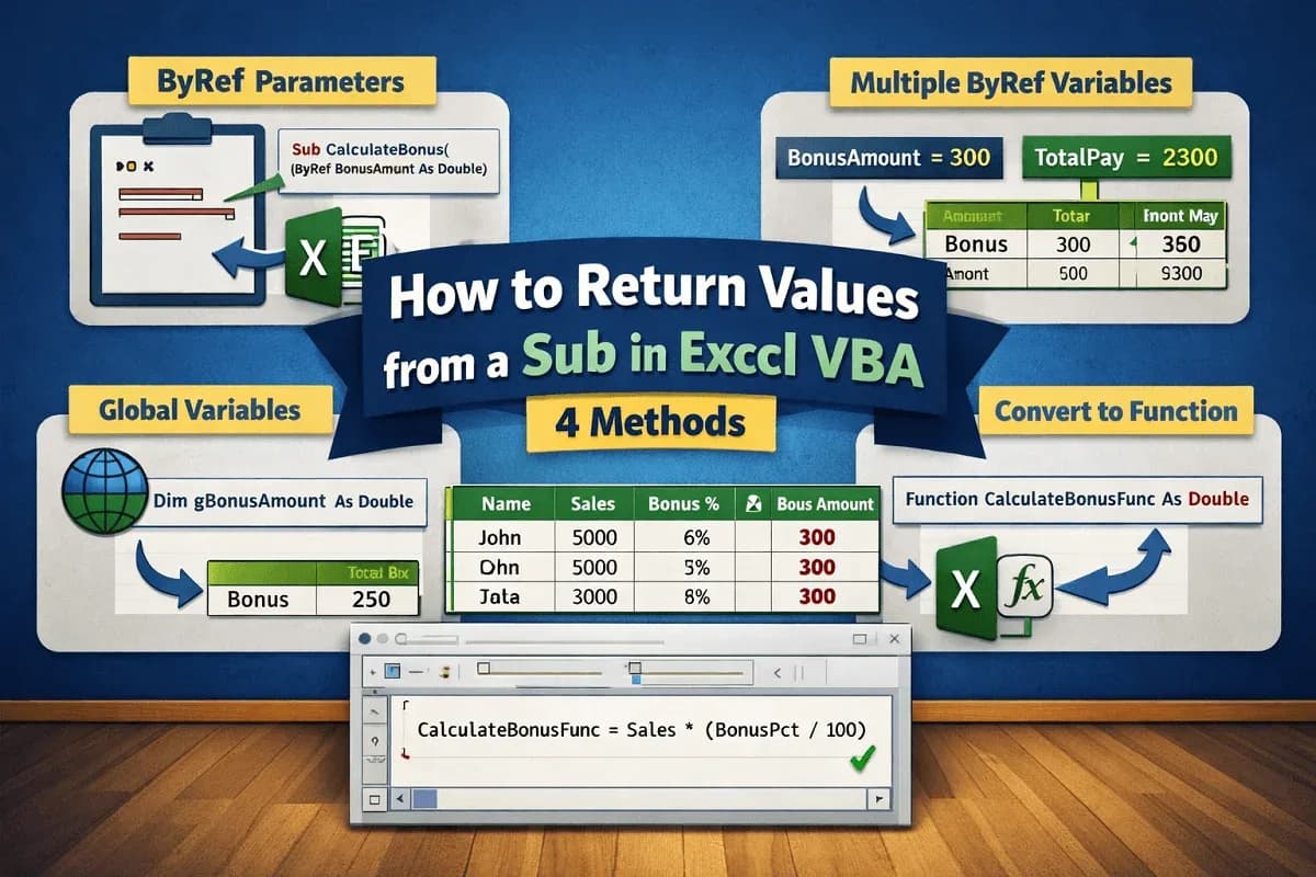 How to Return Values from a Sub in Excel VBA (4 Methods)