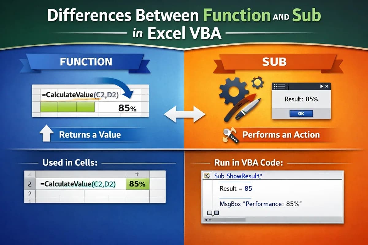Differences Between Function and Sub in Excel VBA