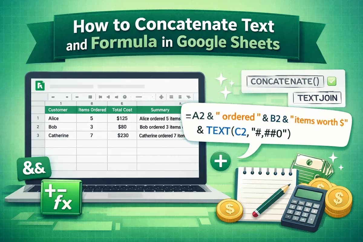 How to Concatenate Text and Formula in Google Sheets