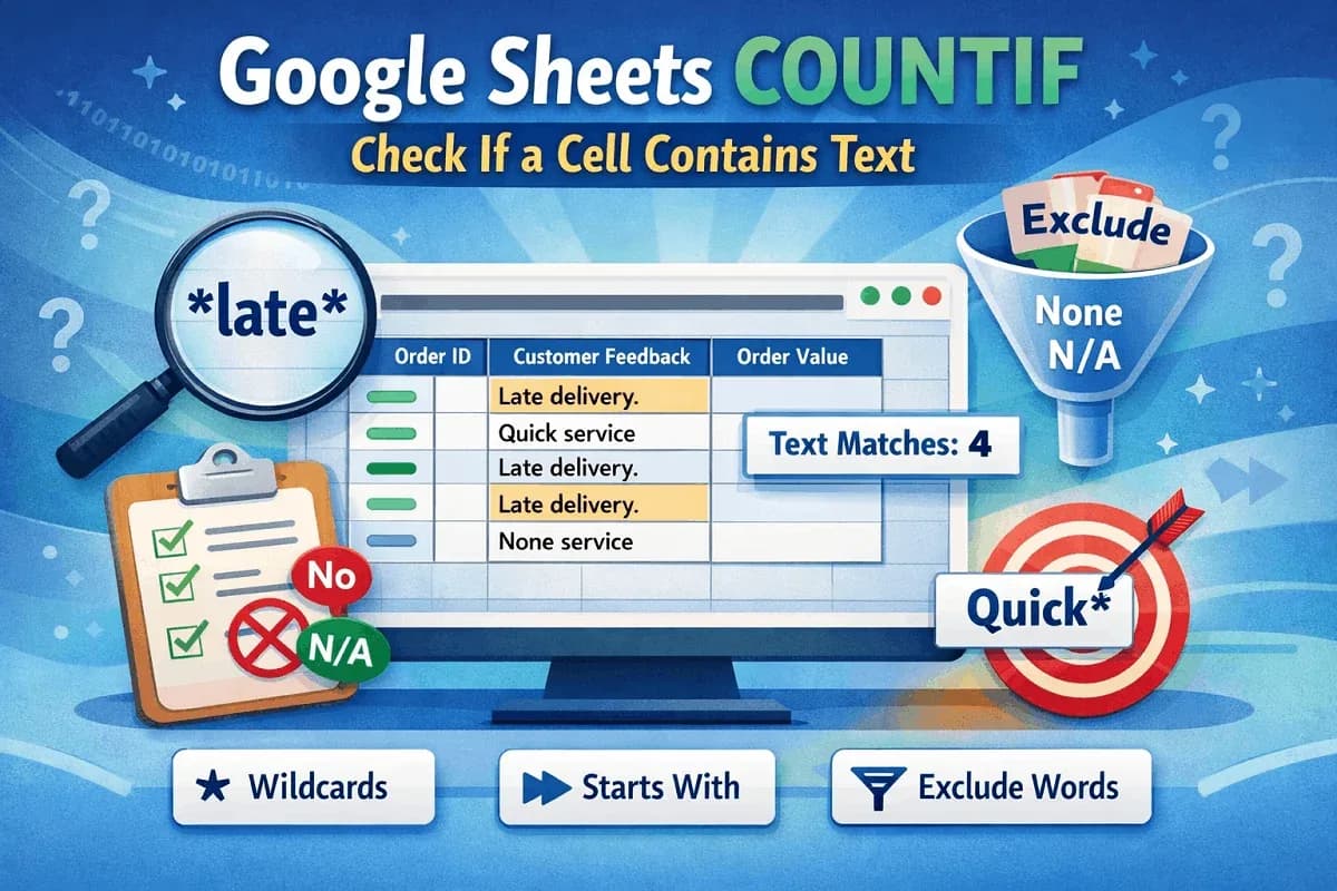 Google Sheets COUNTIF to Check If a Cell Contains Text