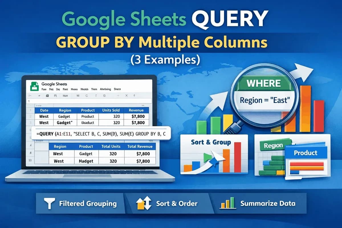 Google Sheets QUERY GROUP BY Multiple Columns (3 Examples)