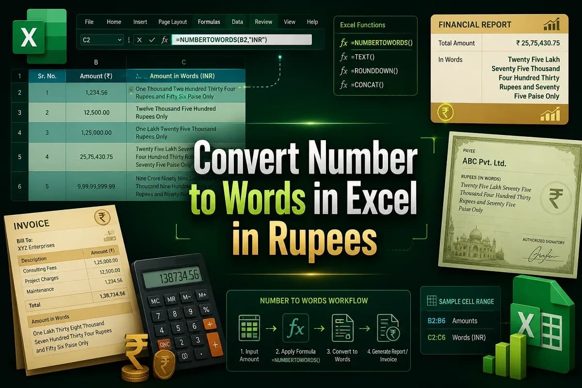 How to Convert a Number to Words in Excel in Rupees