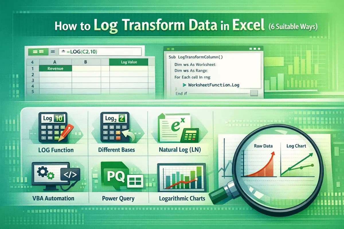How to Log Transform Data in Excel (6 Suitable Ways)