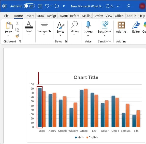 Using Paste Option to Copy a Chart from Excel to Word