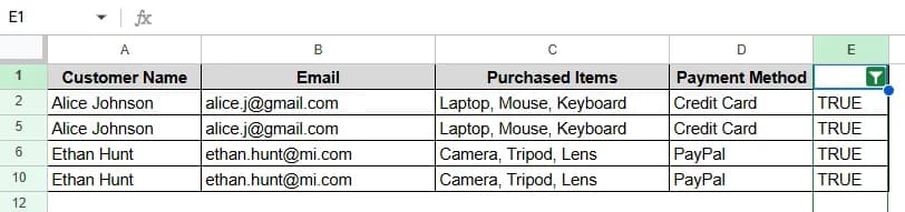 Using Filter and COUNTIF to Identify Duplicates