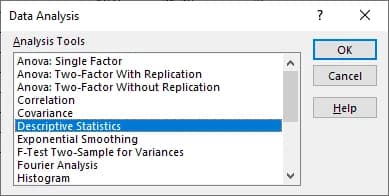 Summary statistics in Excel