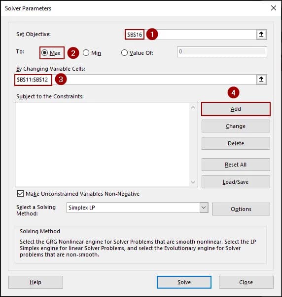 Steps to Use Solver for Linear Programming in Excel