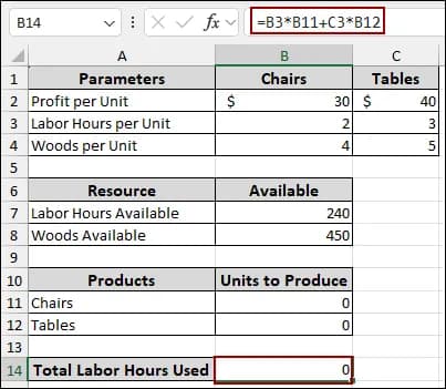Steps to Use Solver for Linear Programming in Excel