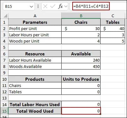 Steps to Use Solver for Linear Programming in Excel