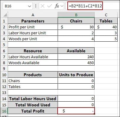 Steps to Use Solver for Linear Programming in Excel