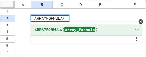 ARRAYFORMULA Function in Google Sheets
