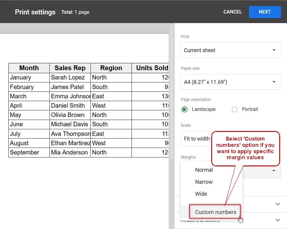 Steps to Change Margins in Google Sheets