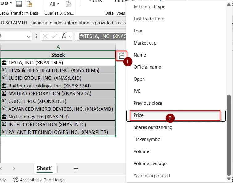 Using the Excel Data Conversion
