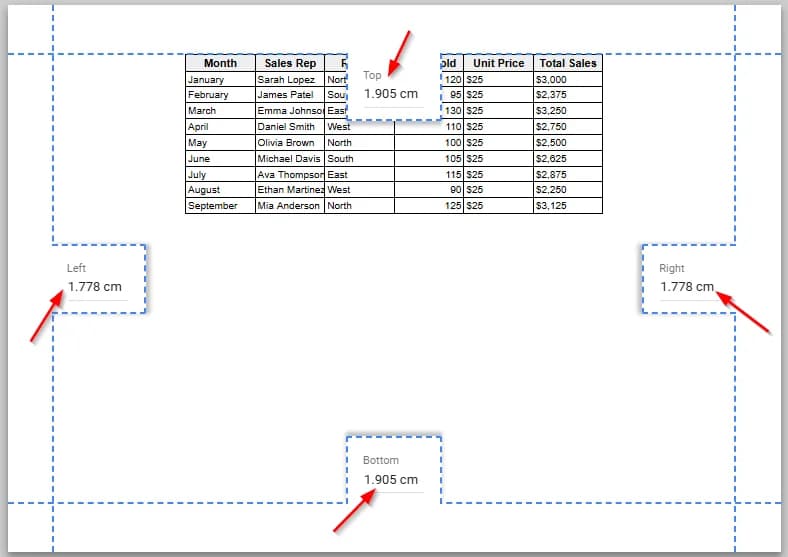 Steps to Change Margins in Google Sheets