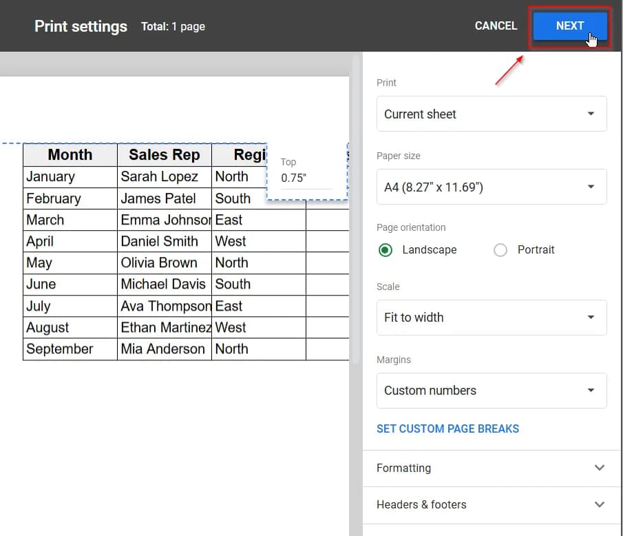 Steps to Change Margins in Google Sheets