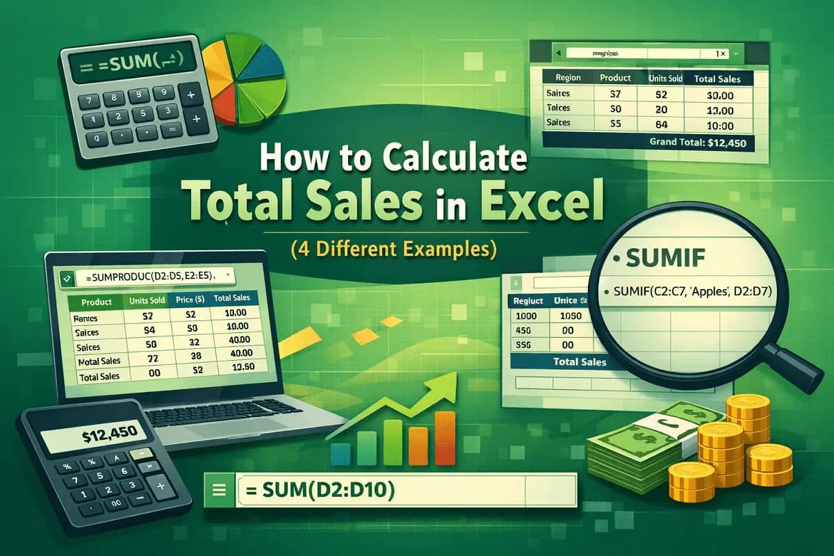 How to Calculate Total Sales in Excel (4 Different Examples)