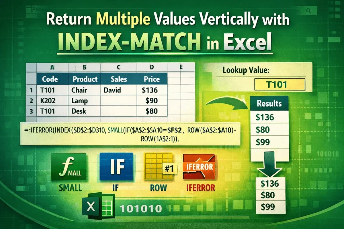 Return Multiple Values Vertically with INDEX-MATCH in Excel