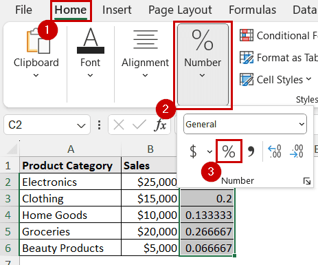 changing cell format to percentage