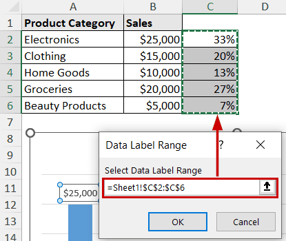 selecting percentage data from cells