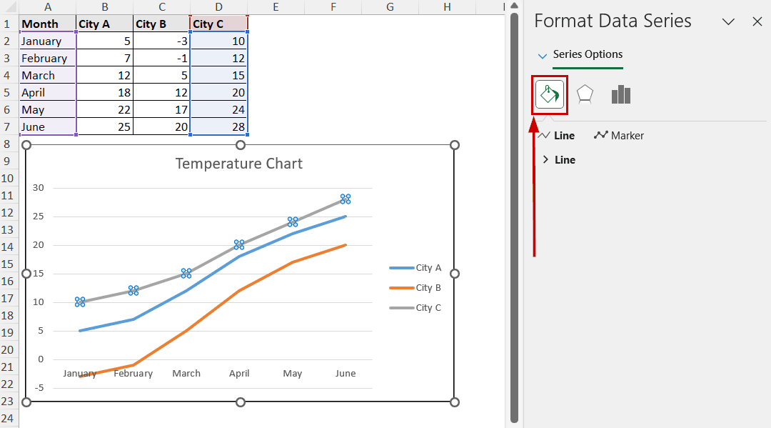fill option in the format pane