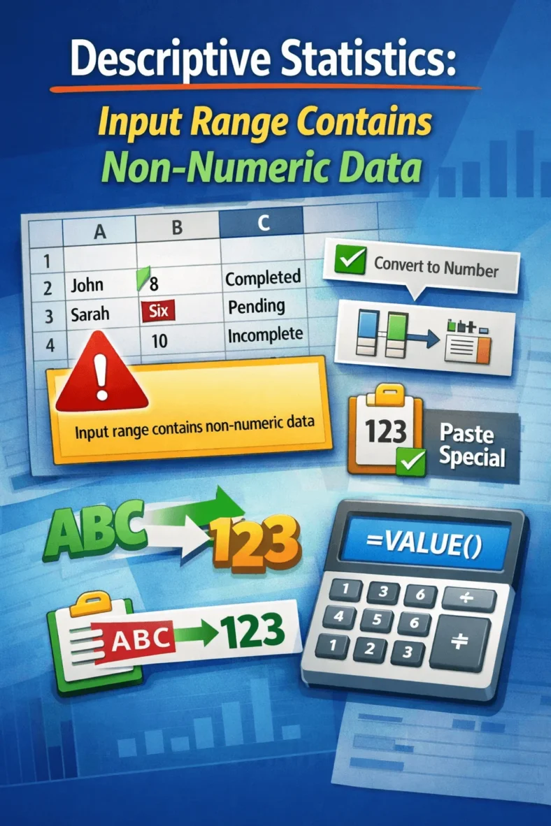 featured image - input range contains non numeric data in descriptive statistics