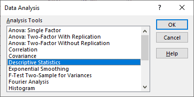 Summary statistics in Excel