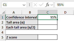 Entering confidence interval of 95%