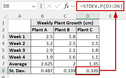 calculating standard deviation with formula