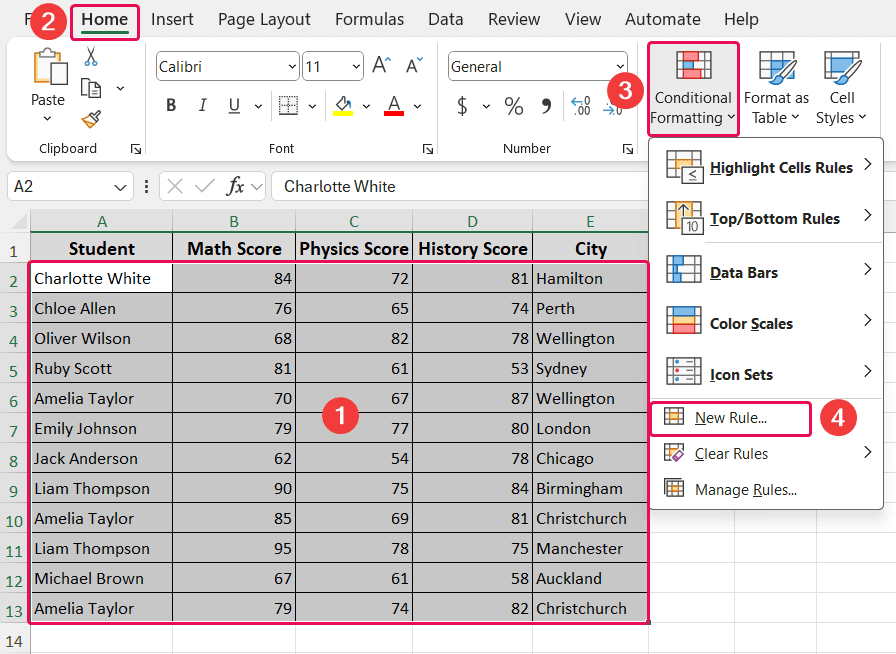 Apply Conditional Formatting to selected cells with Formulas