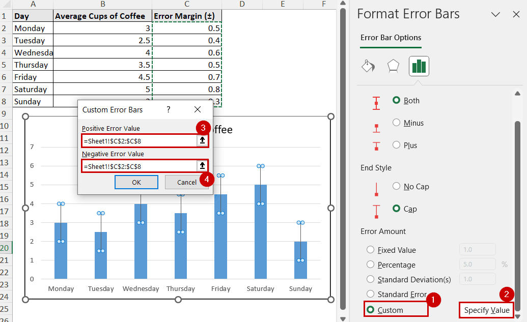 custom value options for error bars