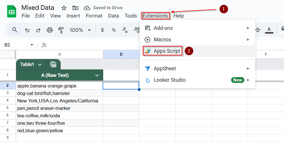Automatically Split Cells by Multiple Delimiters with Apps Script in Google Sheets