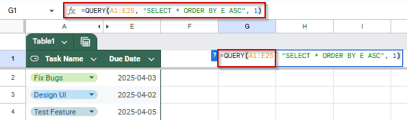 Automatically Sort by Date Using QUERY Function