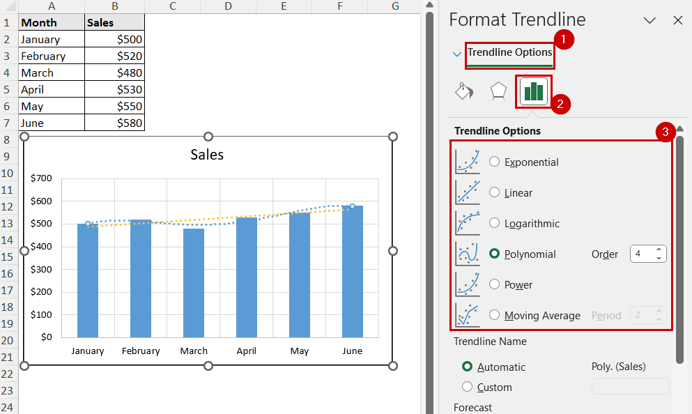 adding second trendline for the same series