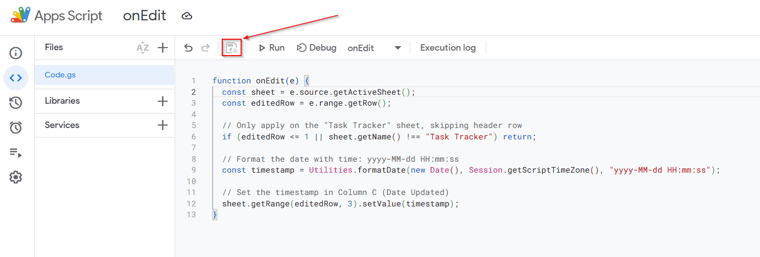 Automatically Timestamp Any Edit Made in the Sheet