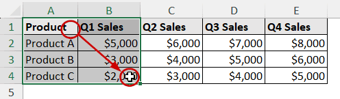 selecting the first range